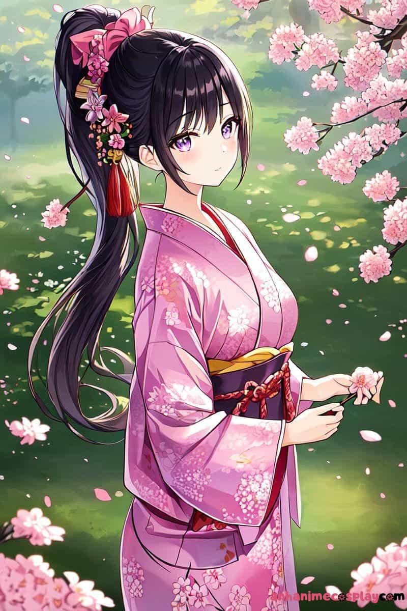anime nữ mặc kimono dễ tải
